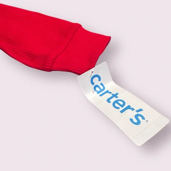 NWT Carter's Baby Red Waffle Knit Santa Christmas Footies Size 9 Months - Picture 4 of 8